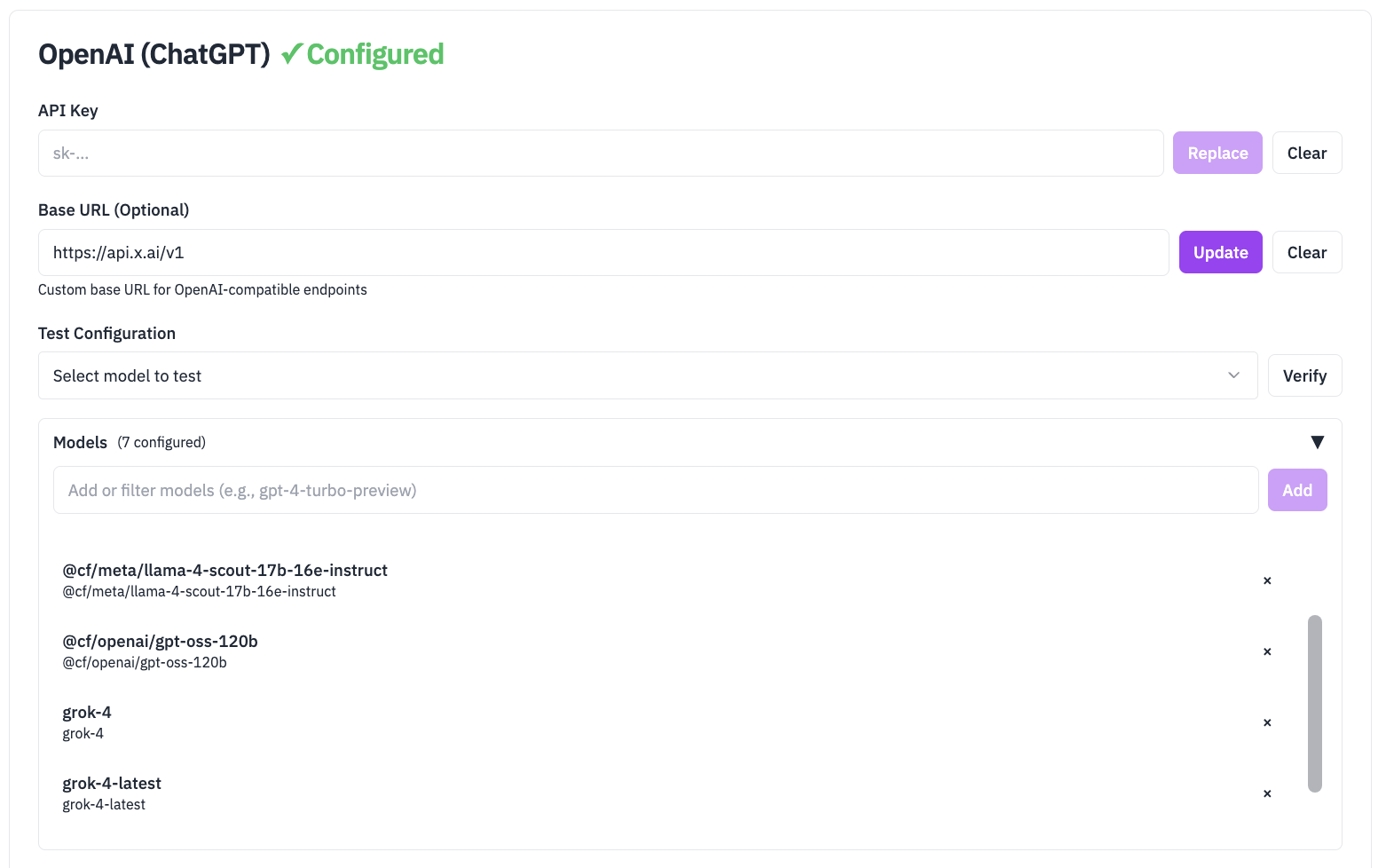 Native AI Chat Settings